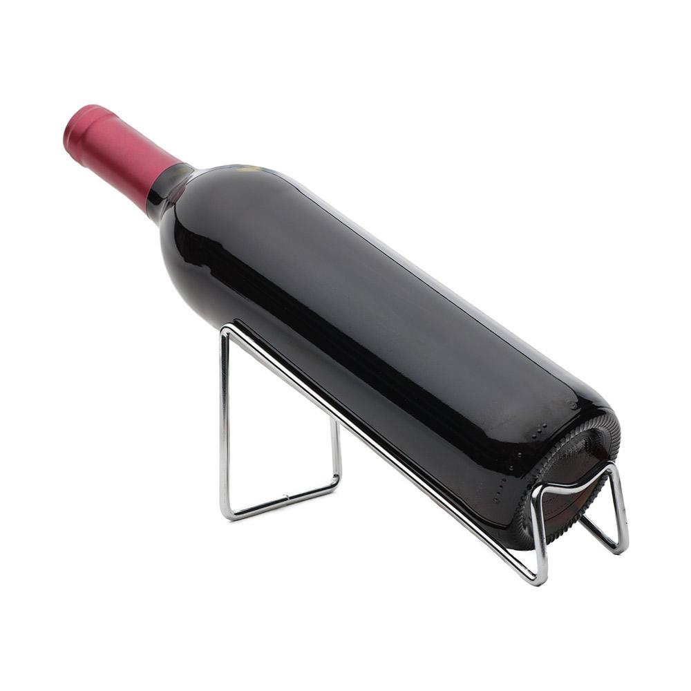 Single Wire Wine Bottle Stands Chrome Plated Metal