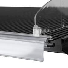 Shelf Edge Strip for Wire Shelves with Front Divider Rail