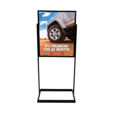 VKF Renzel USA Corp. Unico Base Sign Stand,Freestanding Aluminum Sign  Holder, 4 Clamping Width, Holds Oversized Signs Up To 1.125 Inches Thick.  Great For Trade Shows, Stores