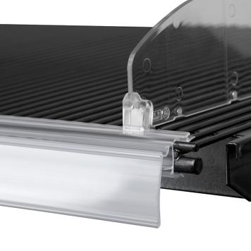 Shelf Edge Strip for Wire Shelves with Front Divider Rail