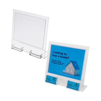 Acrylic Slant Back Display w/ Business Card Holder