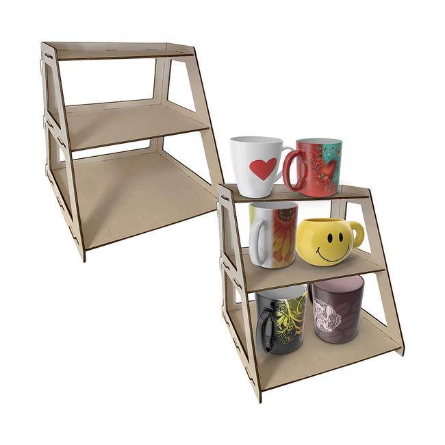 Wooden Table Display Stand With Shelves