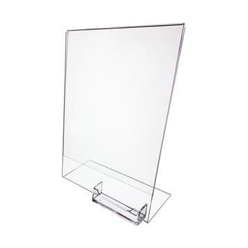 Acrylic Slant Back Display w/ Business Card Holder