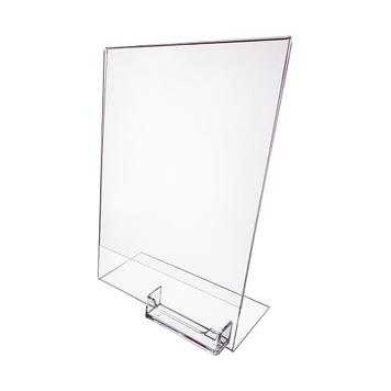 Acrylic Slant Back Display w/ Business Card Holder