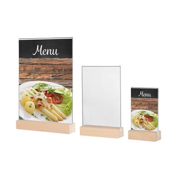 Menu Card Holder with Wooden Base