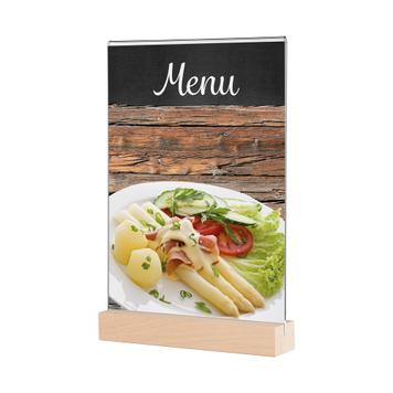 Menu Card Holder with Wooden Base