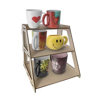 Wooden Table Display Stand With Shelves