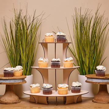 Wooden Table Display Stand With Round Shelves