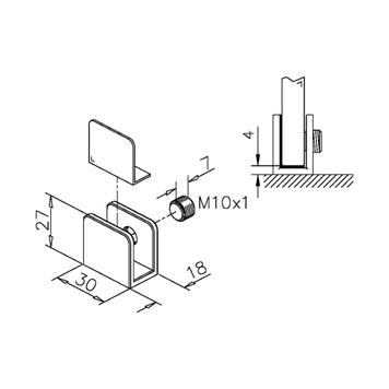Flat Glass Holder for Wallmounting