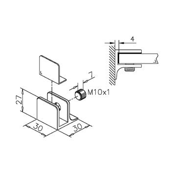 Flat Glass Holder for Wallmounting