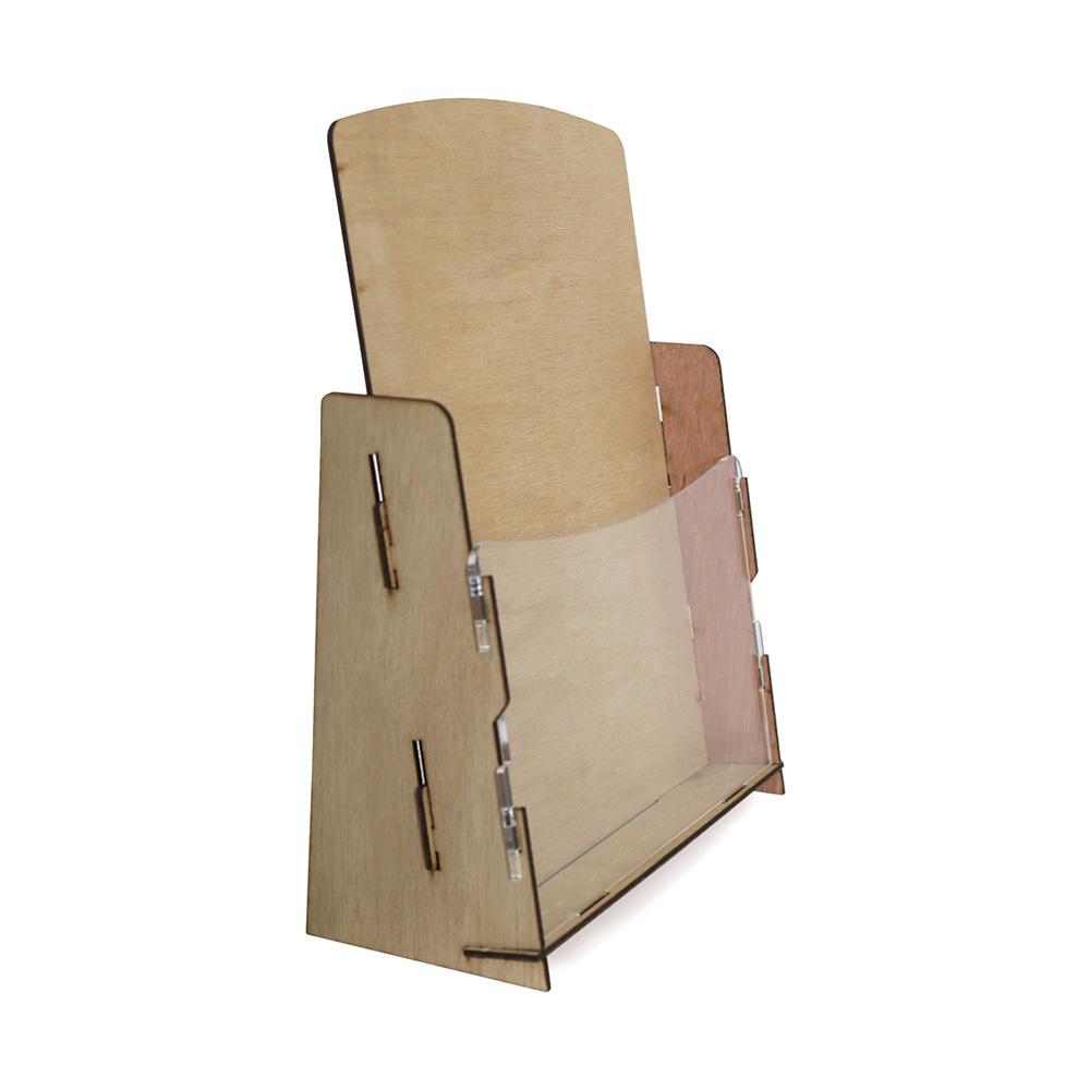 renanaページ Wooden Brochure Holder with Acrylic Front