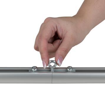 Metal Connector with Hanging Eyelet for Poster Rail