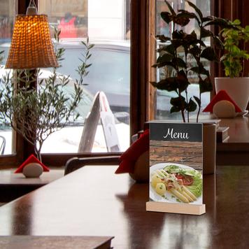 Menu Card Holder with Wooden Base