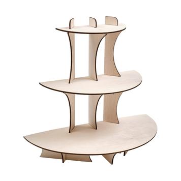 Wooden Table Display Stand With Round Shelves