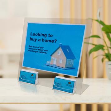 Acrylic Slant Back Display w/ Business Card Holder